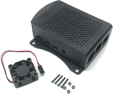 Sylvialuca Para Raspberry Pi 4B Caja de Aluminio Caja de Carcasa de Metal Negro con Ventilador Caja Negra para RPI 4 Modelo B RPI 4B Informática,Componentes,Dispositivos externos,Cajas de ordenador de sobremesa