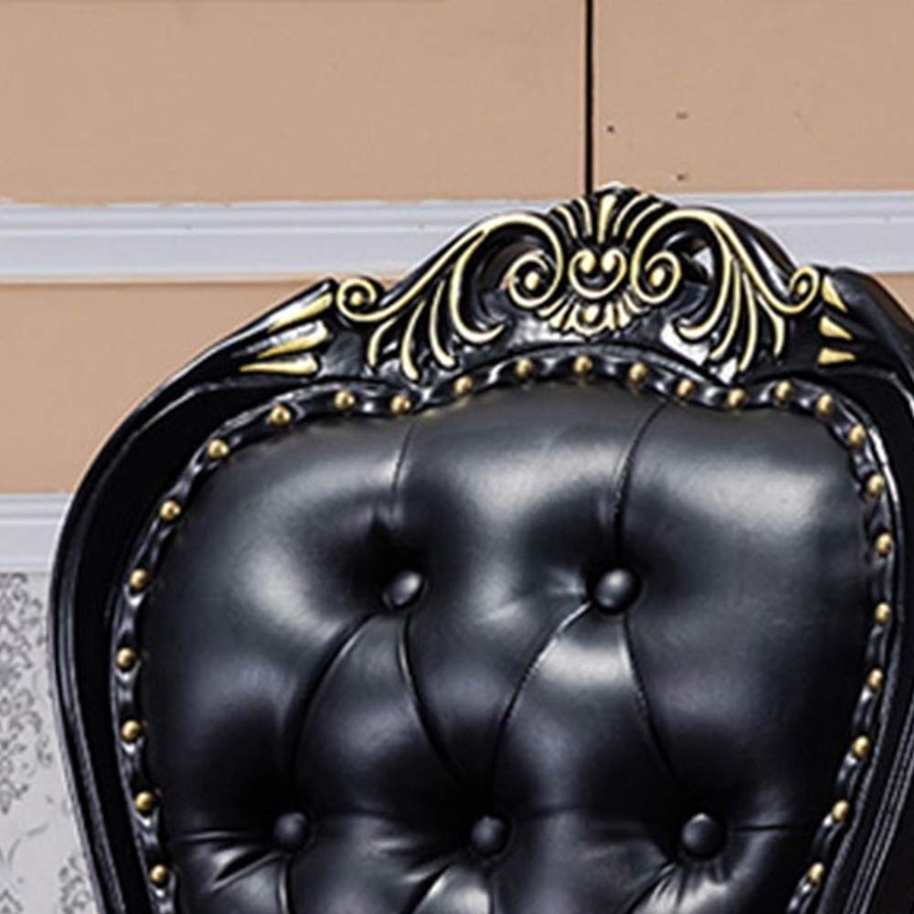 Amazon｜ダイニングチェアブラックレザー彫刻が施された木製の背もたれ