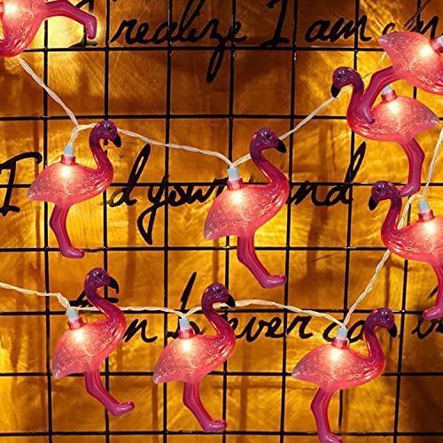 Couah Pink Flamingo String Lights, 8.5Ft Patio Flamingo String Lights, Outdoor Party Cute Lights For Holiday Summer Themed, Tropical Party Decor #TOP5