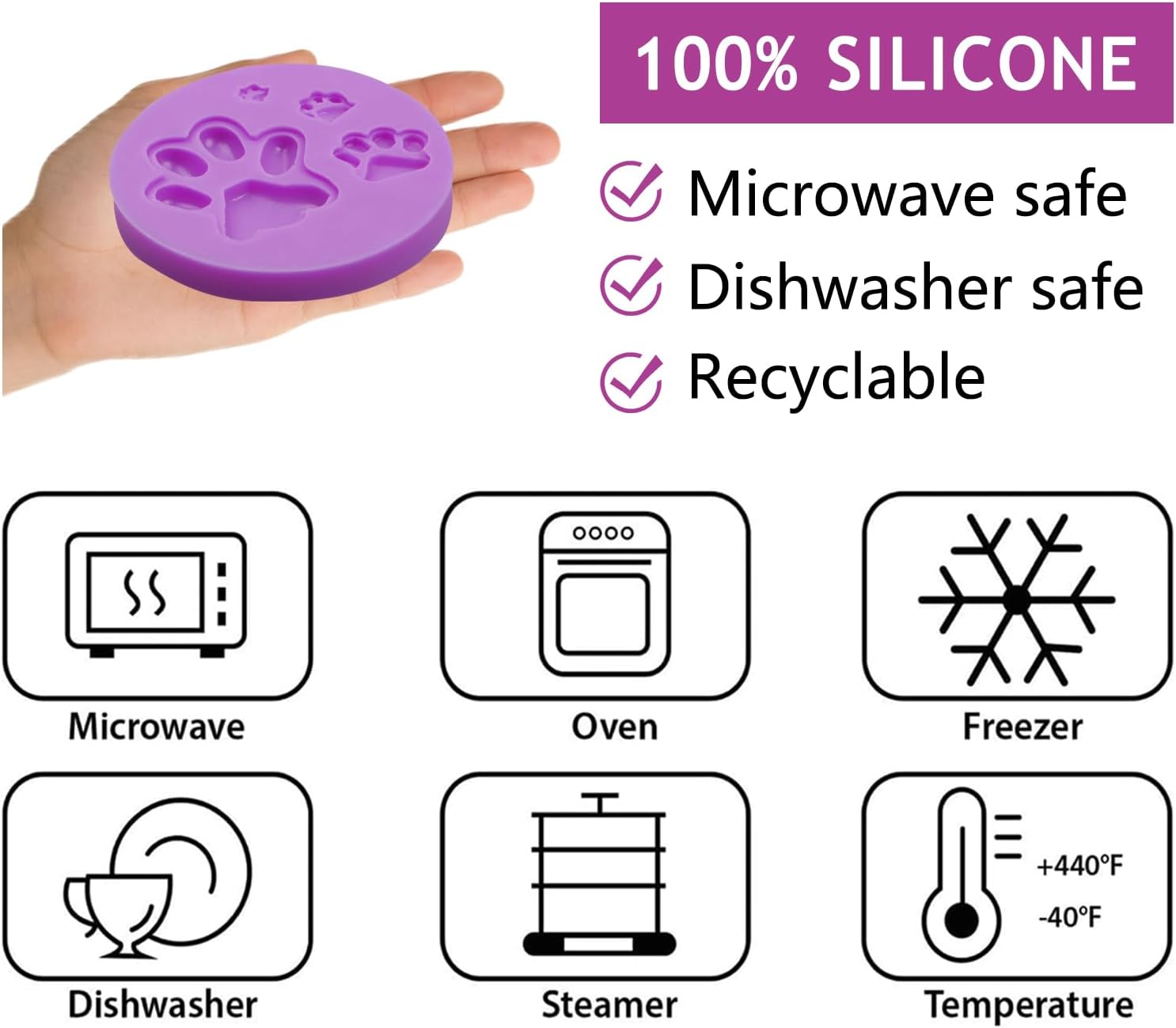 Infovox Cat Silicone Molds Cat Paw Chocolate Molds Set of 2 image 3