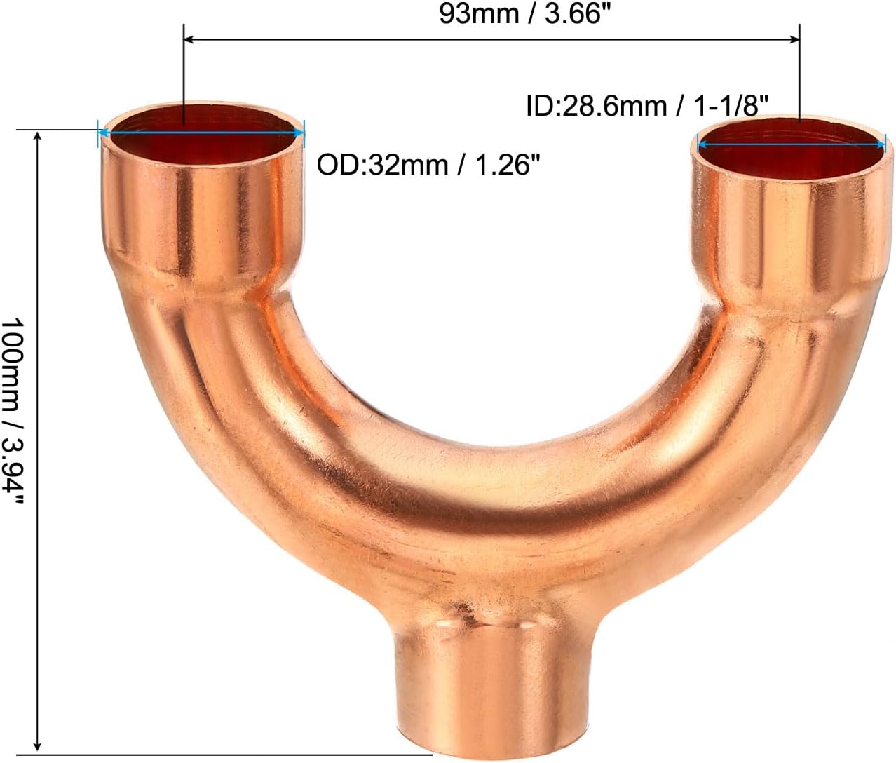 PATIKIL 1-1/8 Inch ID Copper Fitting, 3 Way Y Type 99.9% Pure Copper Pipe Fitting Welding Connection for HVAC Air Conditioning Plumbing Refrigeration Pipe