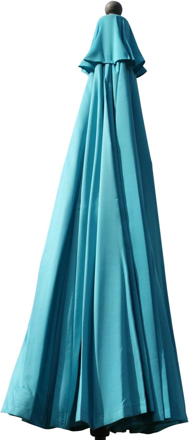 Olive Grove 2.7M Wide Shanghai Garden Parasol Umbrella in Aqua Colour With Tilt and Crank