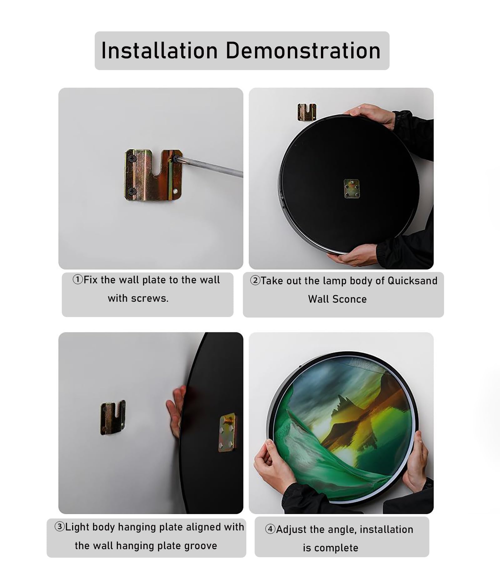 TALCUS Lampe Lune 3D, Cadre Sable mouvant, Peinture de Sable Qui Coule,Tableau de Sable Dynamique 3D, Art de Sable Mouvant, Tableaux de Sable Rond, Sable Déco pour Bureau Déco et Salon (Color : B)
