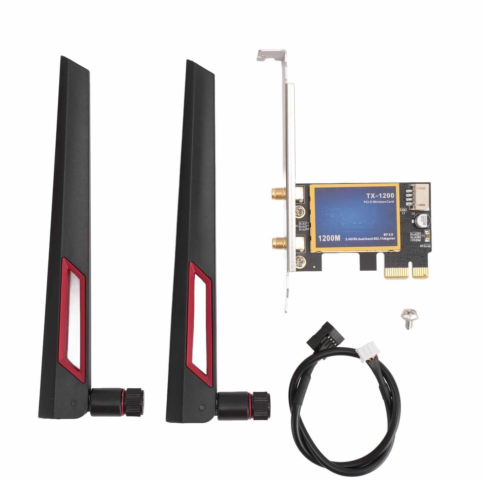 Dpofirs PCI Express X1 Scheda WiFi, Adattatore di Rete per PC a Gamma Ampia -Card 4.0 Stable 1200 Mbps 7260AC con Doppia Antenna 10DBI per Computer