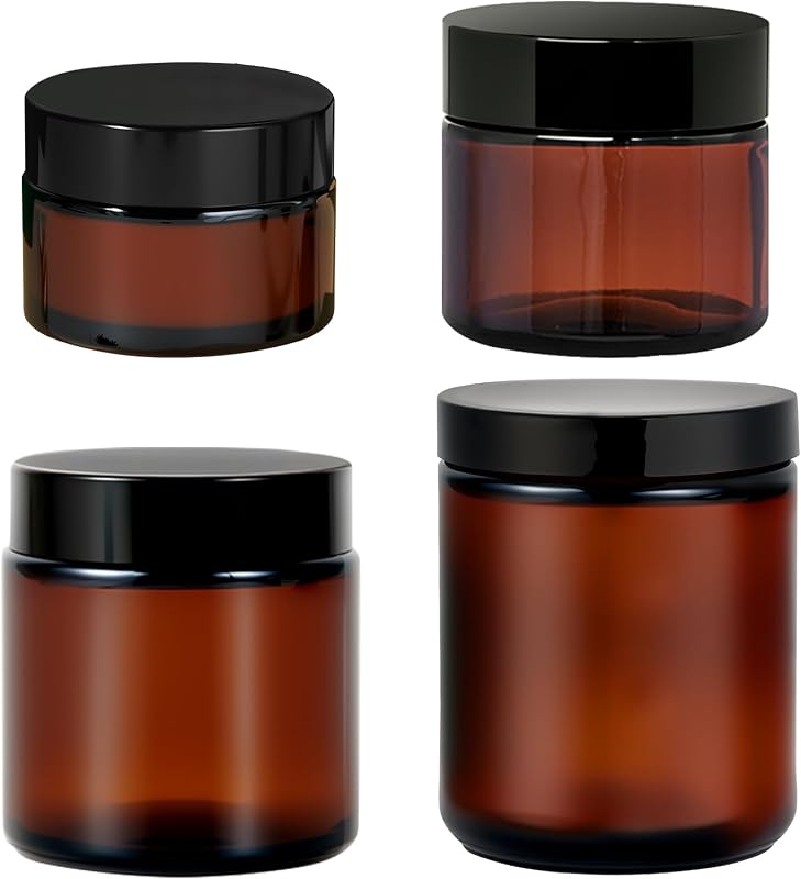Frascos de vidro âmbar com tampas 11 Hoa Kinh, 30 mL, 60 mL, 120 mL e 240 mL, pacote com 4