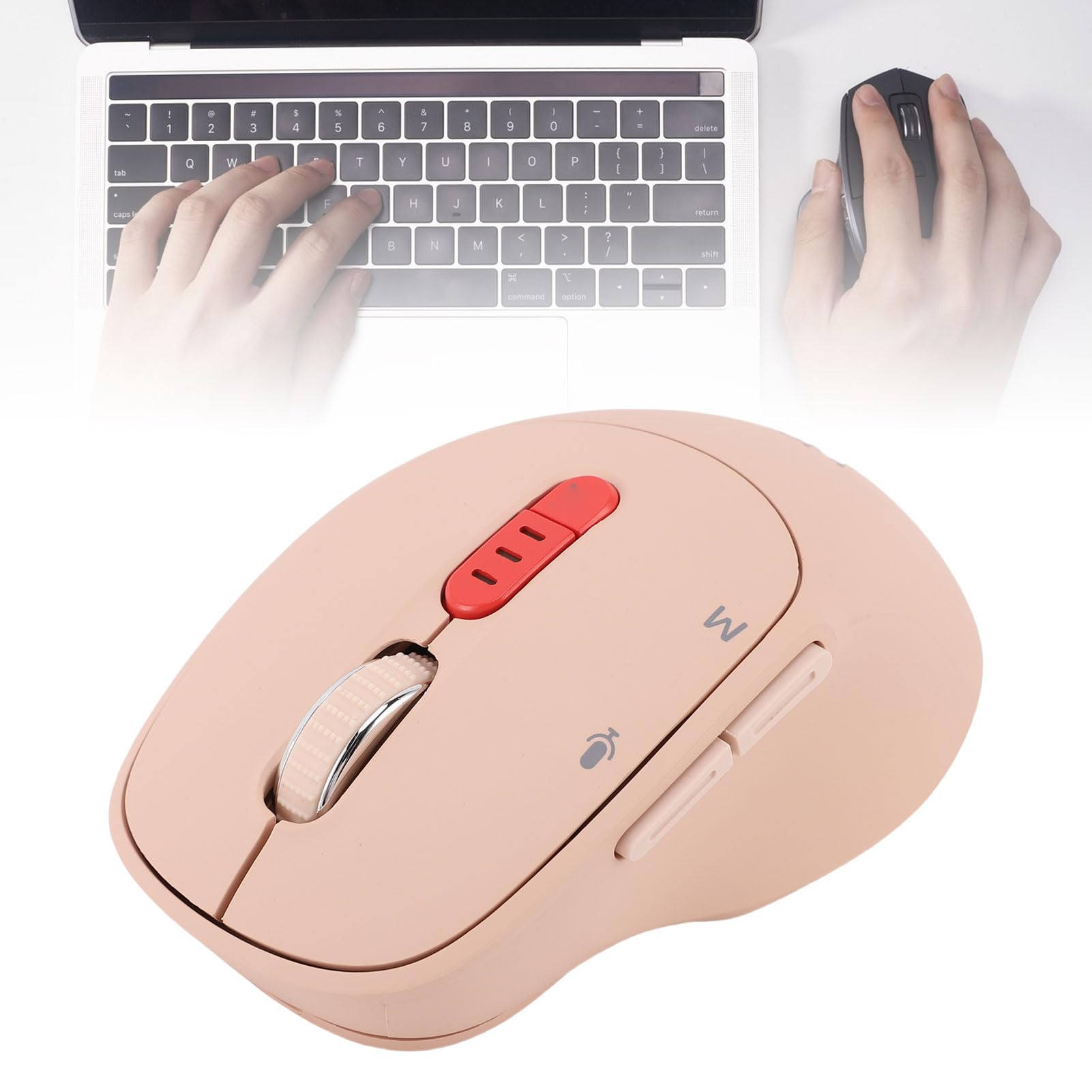 SENECESLI AI-Sprachmaus für ChatGPT, 6-in-1-Spracheingabe-Übersetzung, Leise, Ergonomische, Wiederaufladbare Bluetooth-Funkmaus mit Integriertem Mikrofon für Desktop-PC (Hell-Pink)