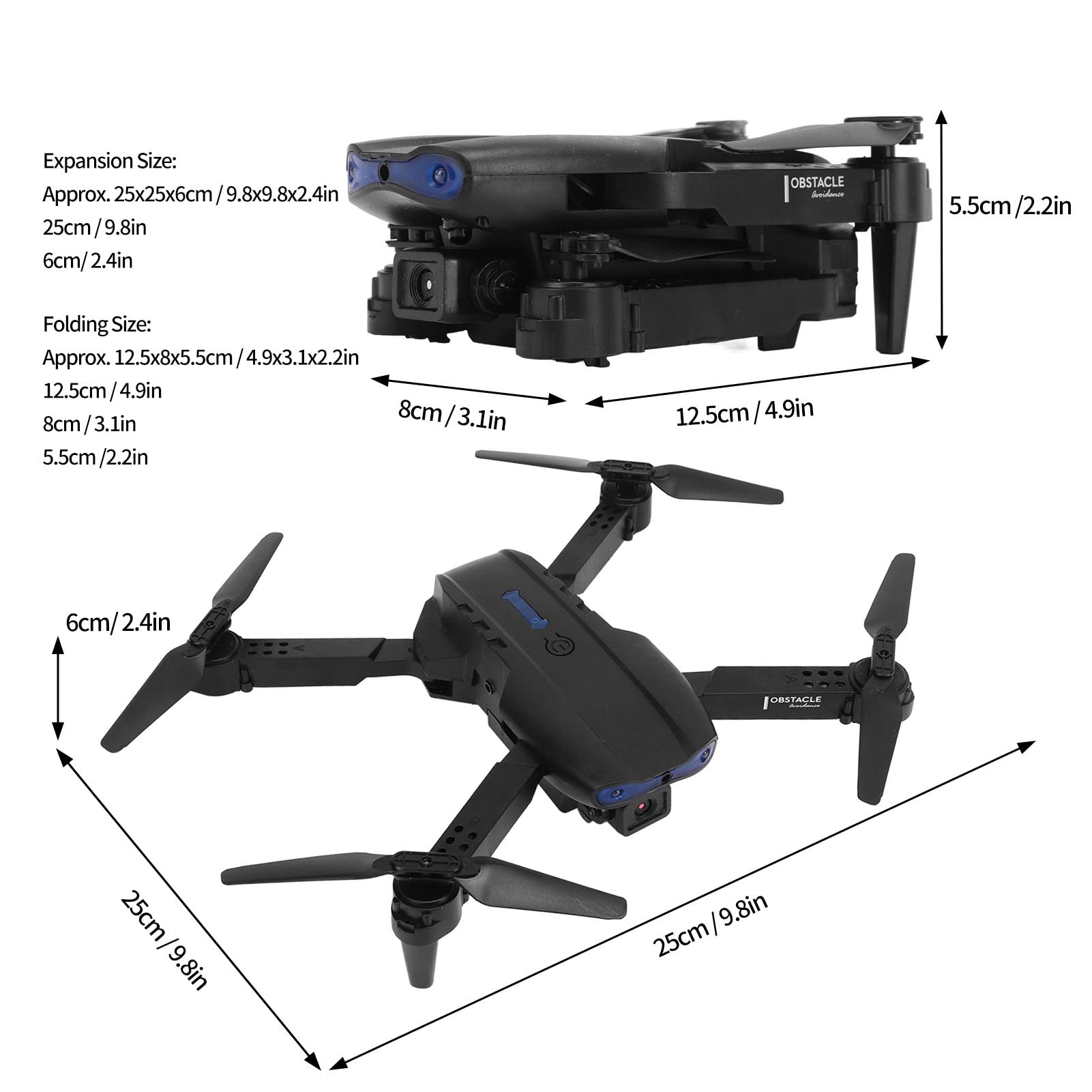 Septpenta Dron Z Kamerą Składany FPV 1080P HD dla Początkujących I Dzieci, Mały Quadkopter Zdalnie Sterowany Z Pilotem, Wbudowana Bateria Litowa 1800 mAh