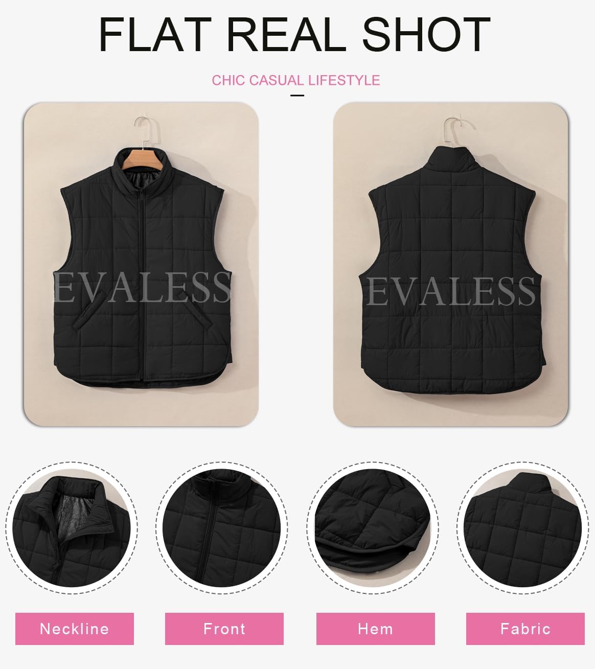 EVALESS Womens Puffer Vest Zip Up Cap Sleeve Jackets Travel Fall Outfits 2025 Fashion Warm Winter Coats With Pockets - Image 5