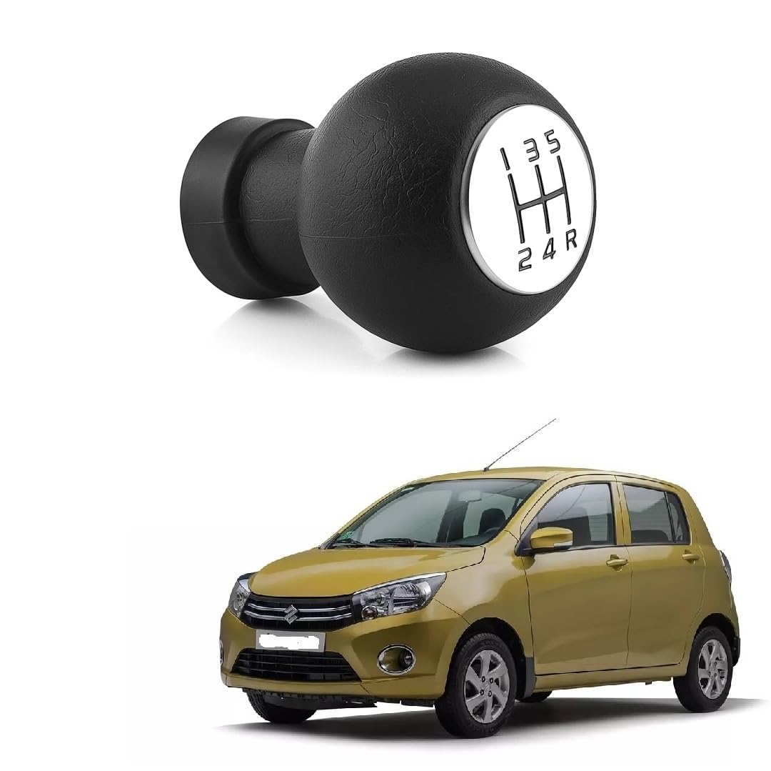 Universal 5 Speed Car Gear Shift Knob | Black Round Manual Gear Lever Handle | Leather Textured Grip | Durable & Stylish Gear Knob for Maruti Suzuki Celerio Type-2-image-16