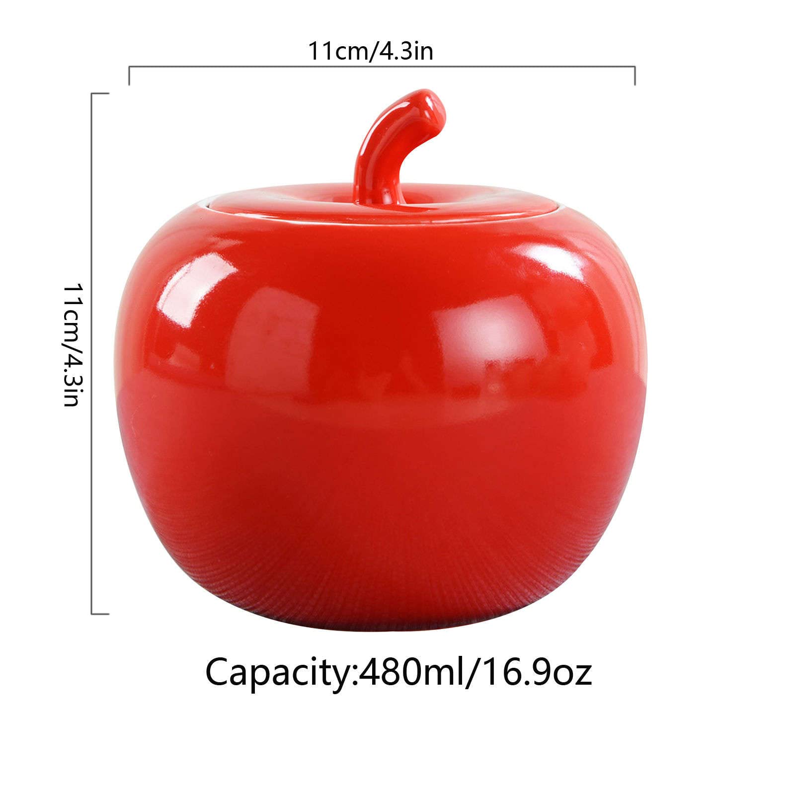 Sucrier de Couleur Unie avec Couvercle 480 ML en Forme de Pomme Pot de Stockage de Sucre Pot à Sucre Récipient à Sucre Pot à épices pour café Bar Restaurant,Vert-480ml