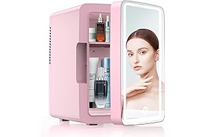 Pink cow print skin care fridge