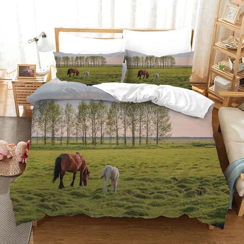 Parure de lit chevaux verts pour transformer la chambre enfant 90x190