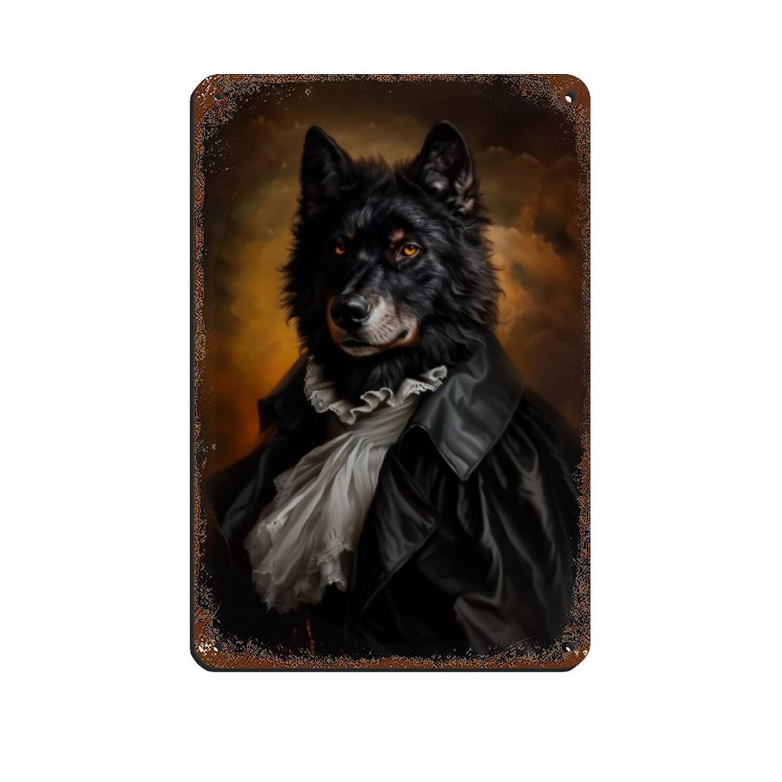 Lxwnze 20L X 30W Cm Gothic Wolf Portrait Painting Poster Tin Sign Vintage Metal Pub Club Cafe Bar Home Wall Art Decoration Poster Retro 8X12inch(20X30cm)