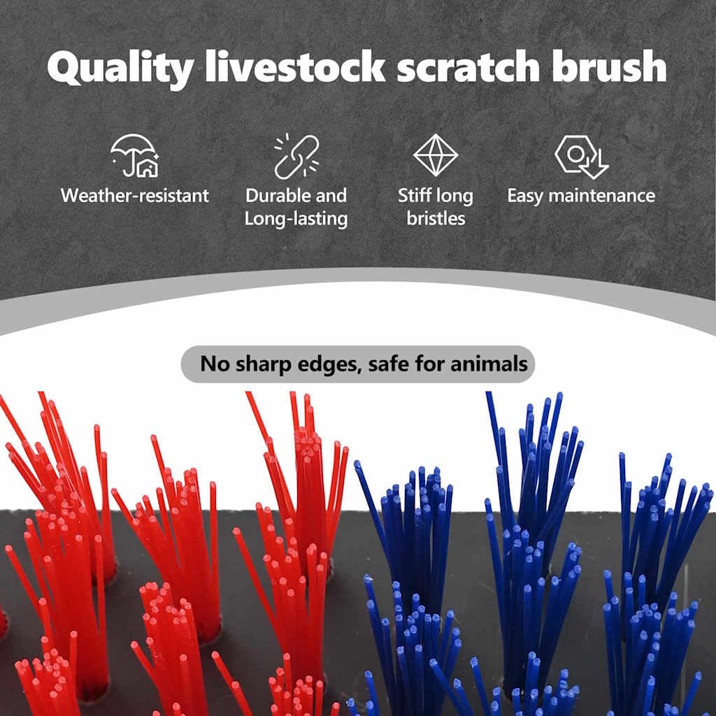 vidaXL Spazzole per il bestiame Rosso e Blu 84 x 10 x 91 cm PVC, Sistema di Spazzole per Bestiame, Montaggio a Parete Robusto, Strumenti di Grooming per Animali