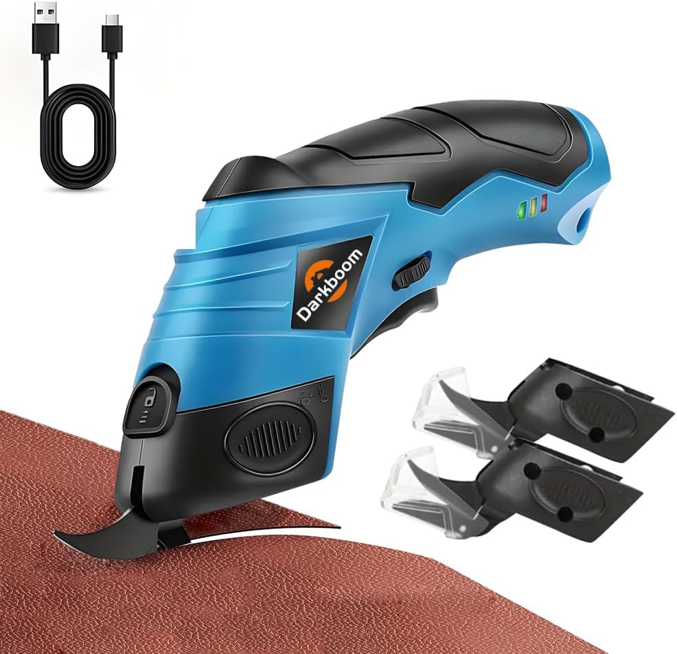 Cordless Electric Scissors with 2 blade,Cardboard cutter with Type-C charging, Fabric cutter with 2000Ah battery and built-in power display.