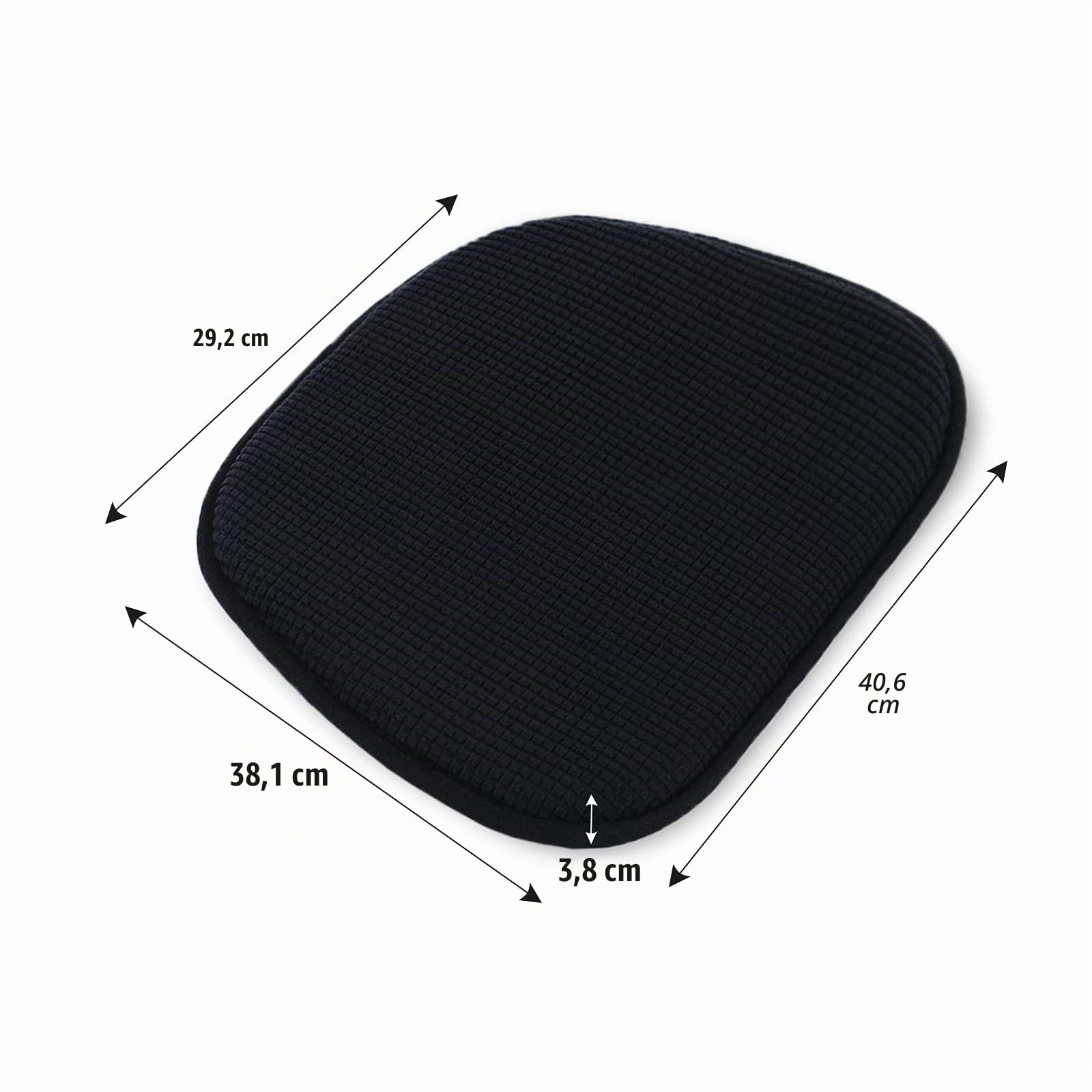 Lot de 4 Coussins de Chaise antidérapants avec Housse en Velours à Carreaux - Lavables - pour chaises de Bureau, extérieur, Jardin - 15 x 16 Pouces - Noir