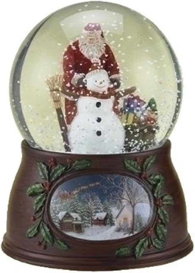Roman Christmas Musical Revolving Santa Claus and Snowman Snow Globe Glitterdome Plays "Have Yourself A Merry Little Christmas"
