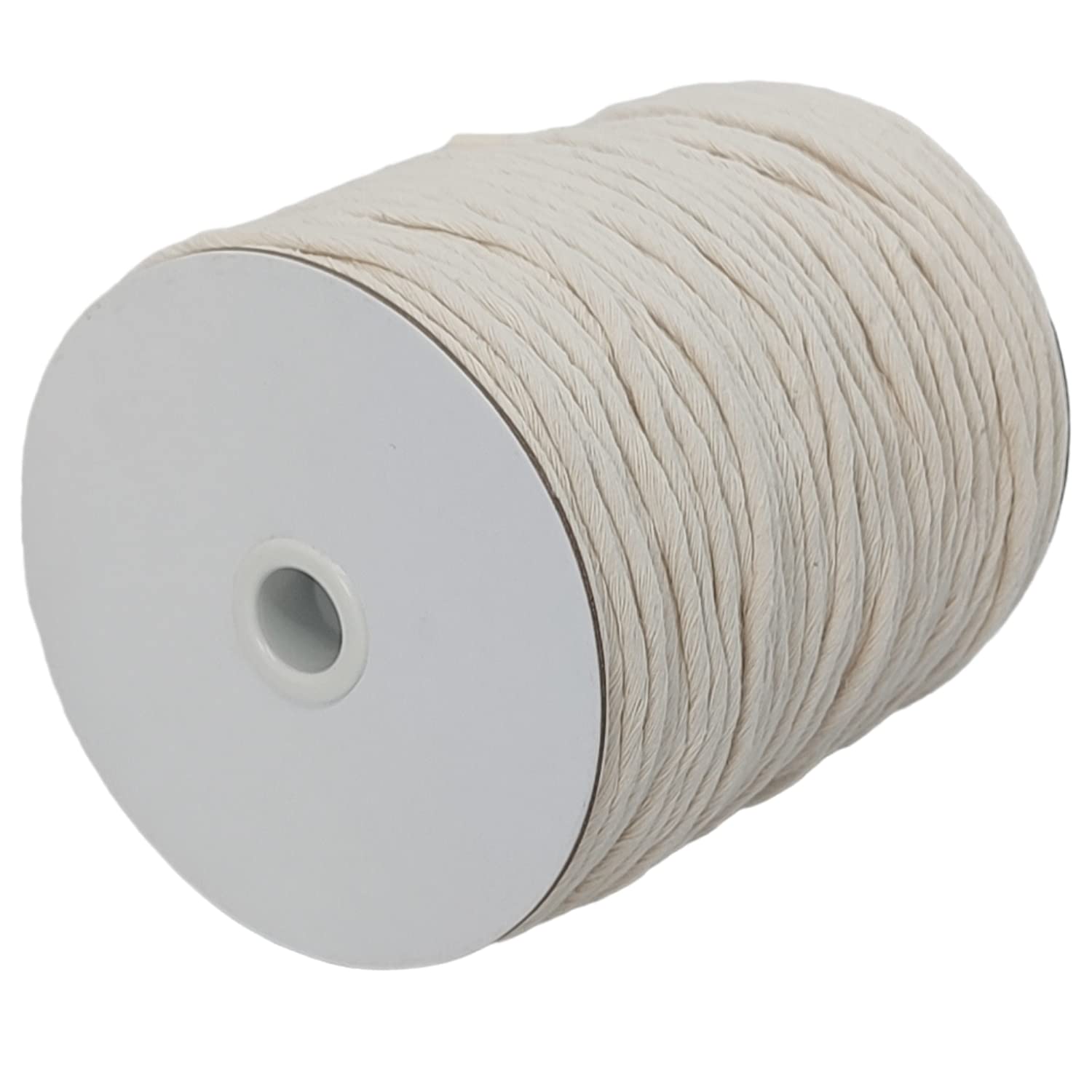 CAQUBO Single Strand Macrame Cord, 178 Yards, Beige Color, 4mm Cotton Macrame Cord, 1 Ply Twisted Cotton String, Unbleaced Natural Cotton Craft Rope, Macrame Supplies for Wall Hanging, Plant Hanger