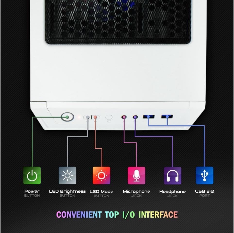 Periphio Castle Prebuilt Gaming PC - AMD Ryzen 7 5700G CPU (4.6GHz Turbo) | Radeon Vega 8 iGPU (4GB) | 1TB M.2 NVMe SSD Storage | 16GB DDR4 RAM | Windows 11 Gaming Desktop Computer | 5G-WiFi + BT…