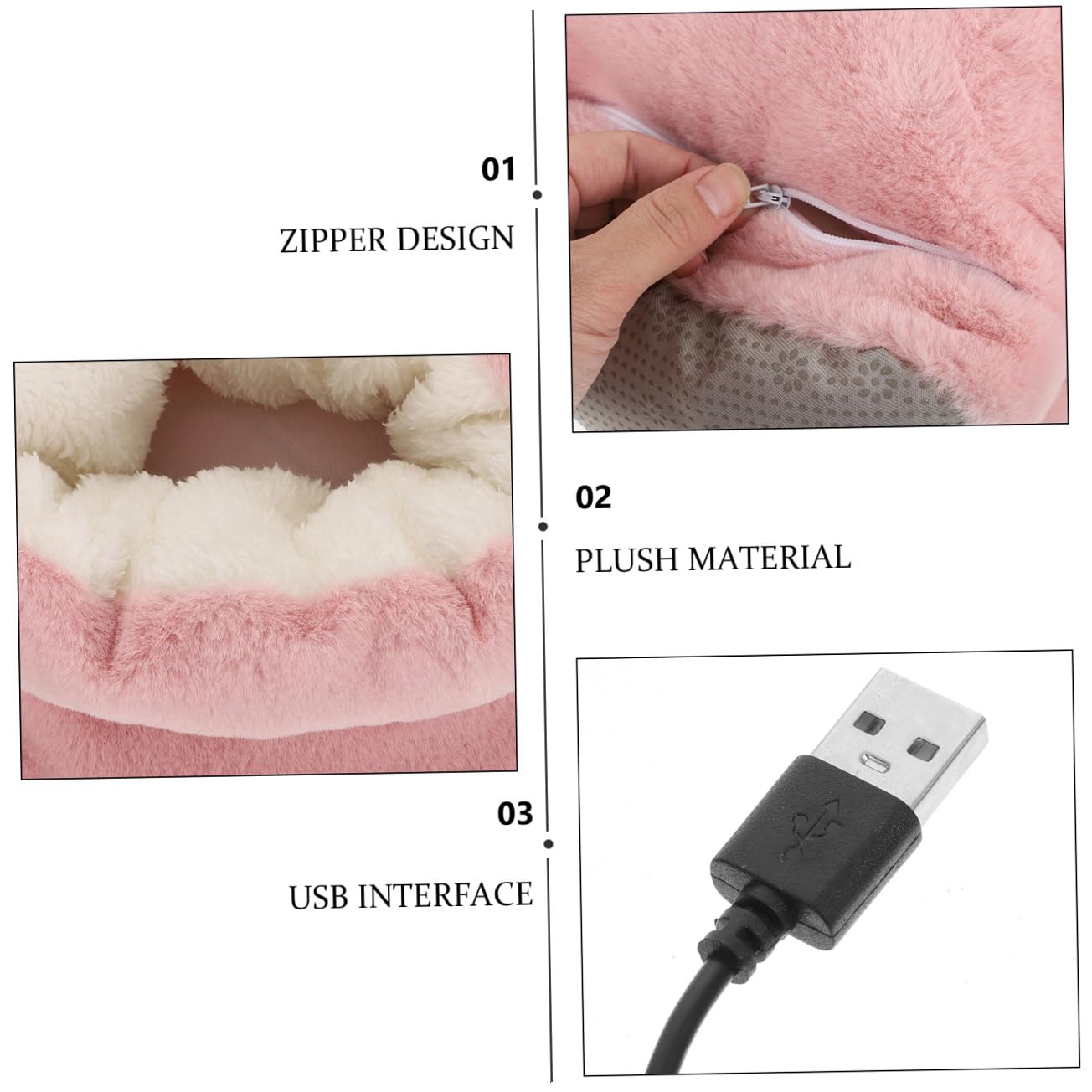 Scaldapiedi Elettrico USB Rosa, Scarpe Riscaldanti Alte per Inverno | Eva e Peluche, Smontabile e Lavabile, Casa e Ufficio, Mantenimento Costante del Calore