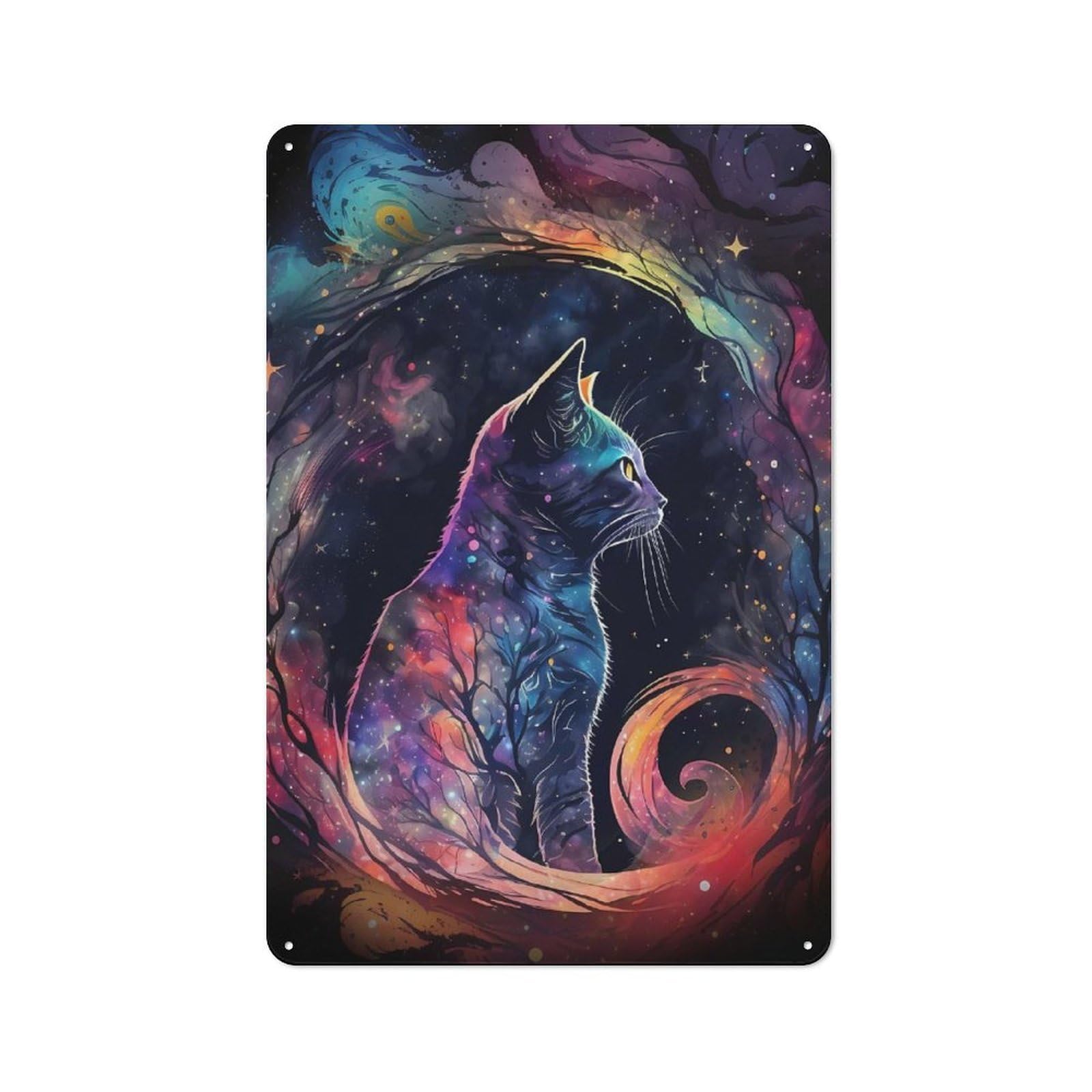 Junmoney Interstellar Kitties Tin Wall Plaque 30X20cm With For Bar Or Restaurant, Suited To Restaurant Interior Fans