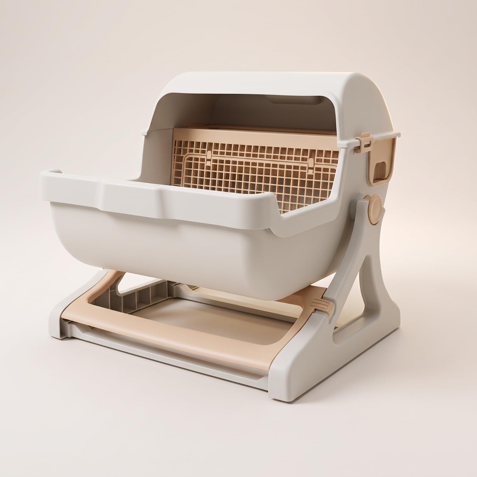 Lettiera Semi-Automatica Grande con Setaccio All'avanguardia Cassetta Igienica per Gatti, Casa, Verde, Lettiera Per Gatti Semi-automatica A Ribalta