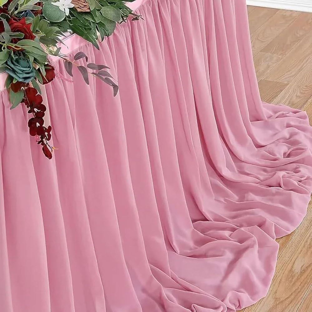 Jupe de Table Blanche en Mousseline de Soie, Nappe de Mariage, Tissu Transparent pour fête prénatale, décoration de Table pour fête d'anniversaire, gâteau, Rose, 70 x 275 cm