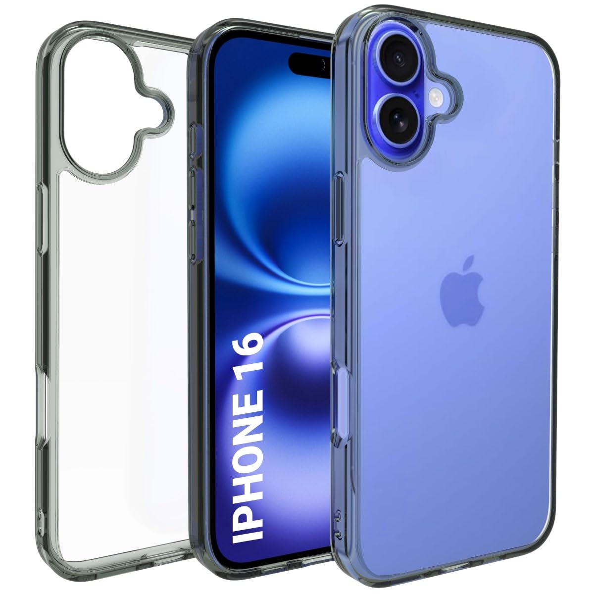 RIGGEAR Shockproof Clear Hybrid Armor for iPhone 16 Case, iPhone 16 Back Cover (Smoke Black Clear TPU Bumper + Crystal Clear PC) (B0DFHC1599) Amazon Price History, Amazon Price Tracker