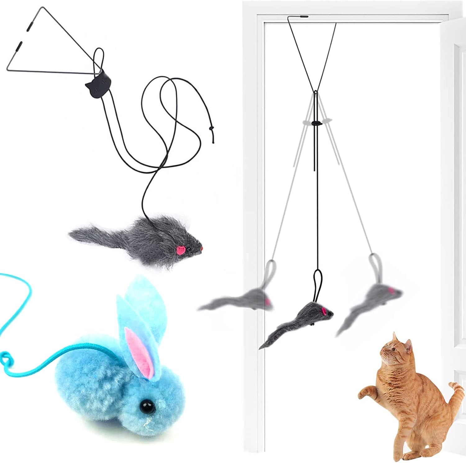 Dr.Kbder Hanging Door Cat Toys for Indoor Cats, Interactive Cat Toys for Hunting Exercising Eliminating Boredom, Hanging Retractable Cat…