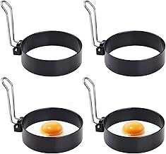 Egg Ring, Round Professional Pancake Mold, Egg Cooker Rings for Cooking, Stainless Steel Non Stick Round Egg Ring Mold for Fried Egg McMuffin Sandwiches 4PCS (4 PCS)