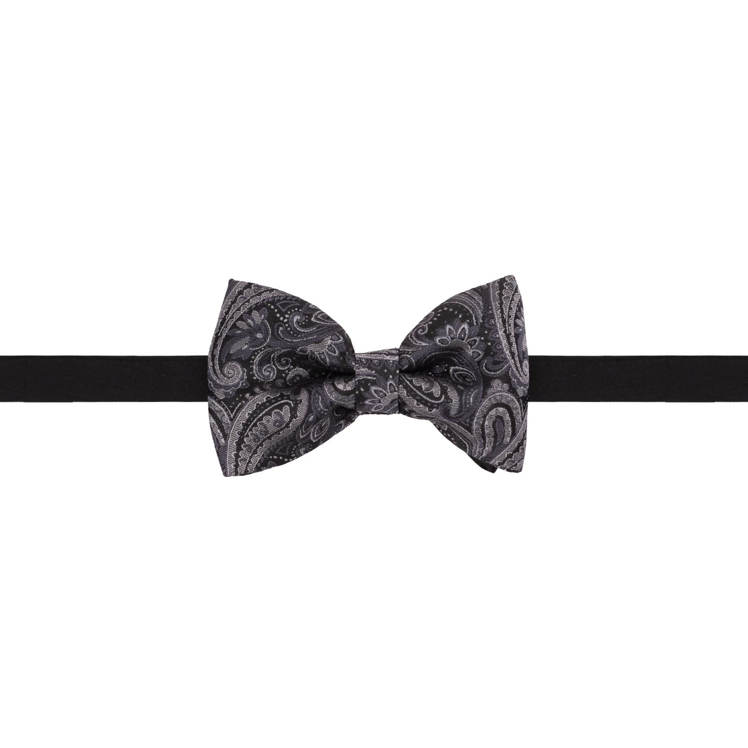 The Tie Hub Custom Grey Paisley Microfiber Bow Tie For Men - Image 2 thumbnail