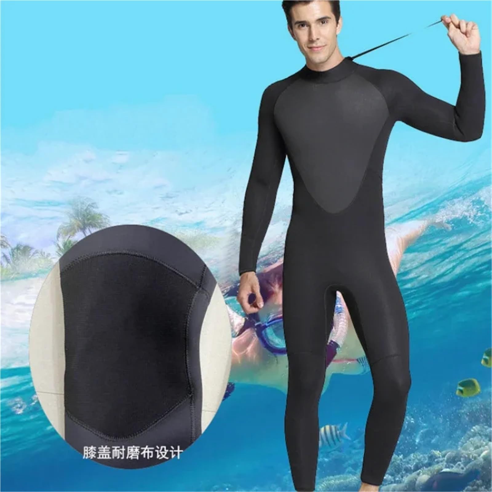 Muta da sub 5 mm manica lunga in neoprene uomo costume intero pesca subacquea caccia muta