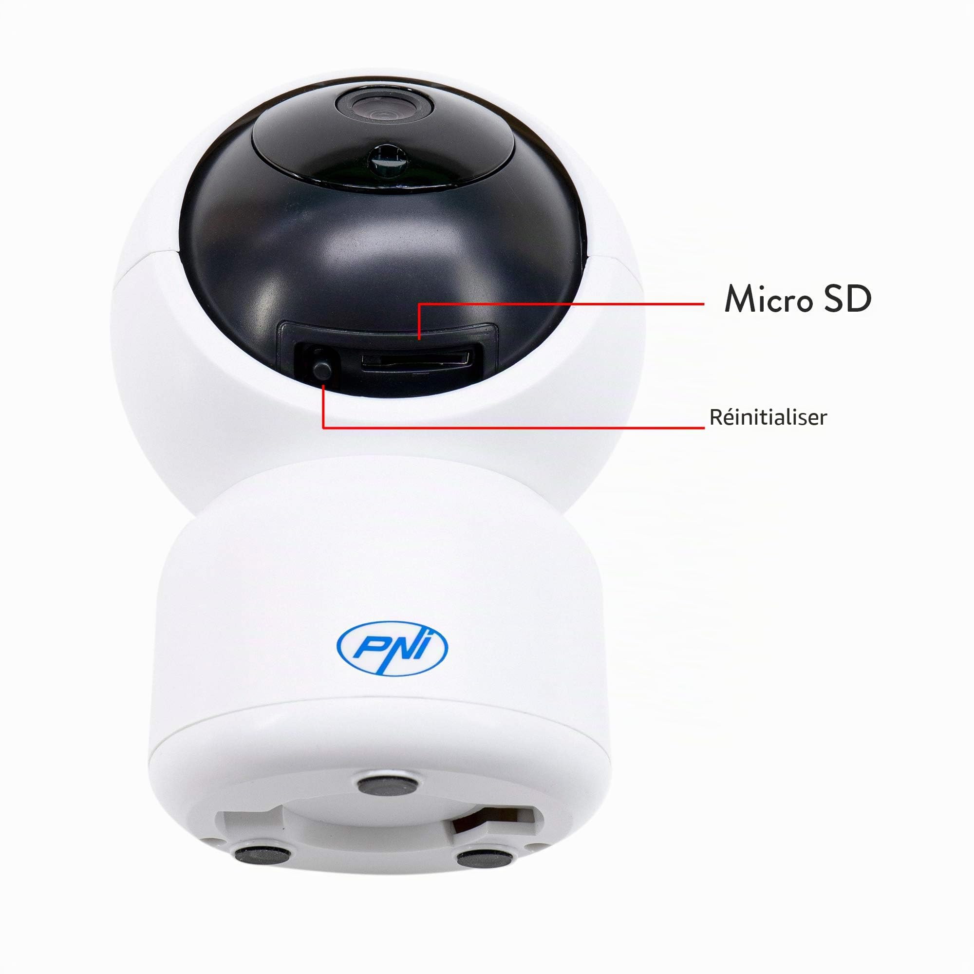 PNI Caméra de vidéosurveillance IP390T 1080P avec PTZ WiFi H264 + Prend en Charge 128 GB microSD, Vision Nocturne, Application Tuya, P2P