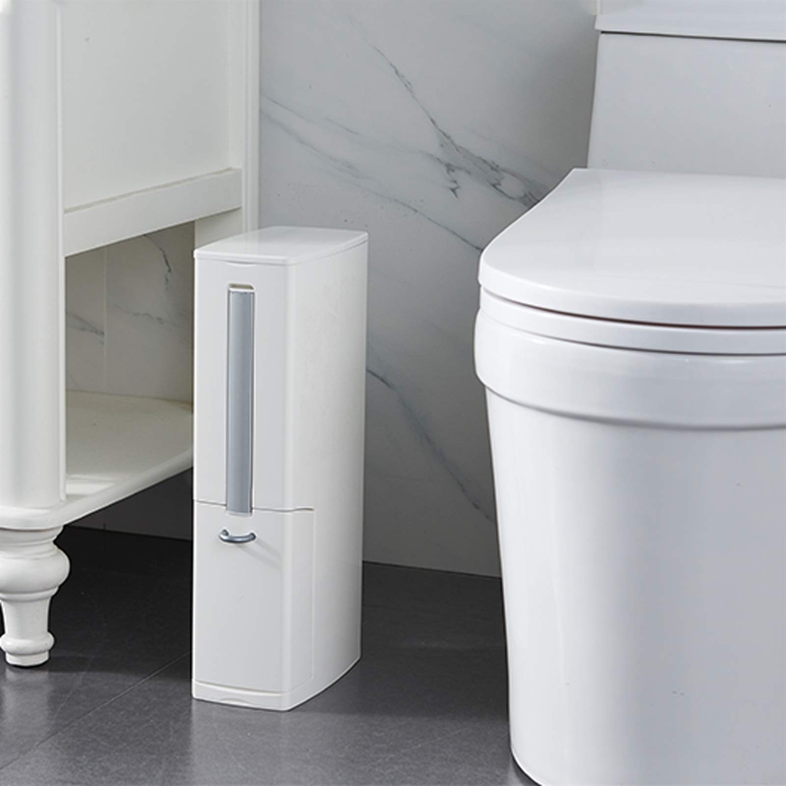 Escobilleros Basura del cepillo de inodoro puede configurar la herramienta de limpieza de inodoros con un lugar para almacenar bolsas de basura para ahorrar espacio (blanco / marrón) Escobillero(Bruin