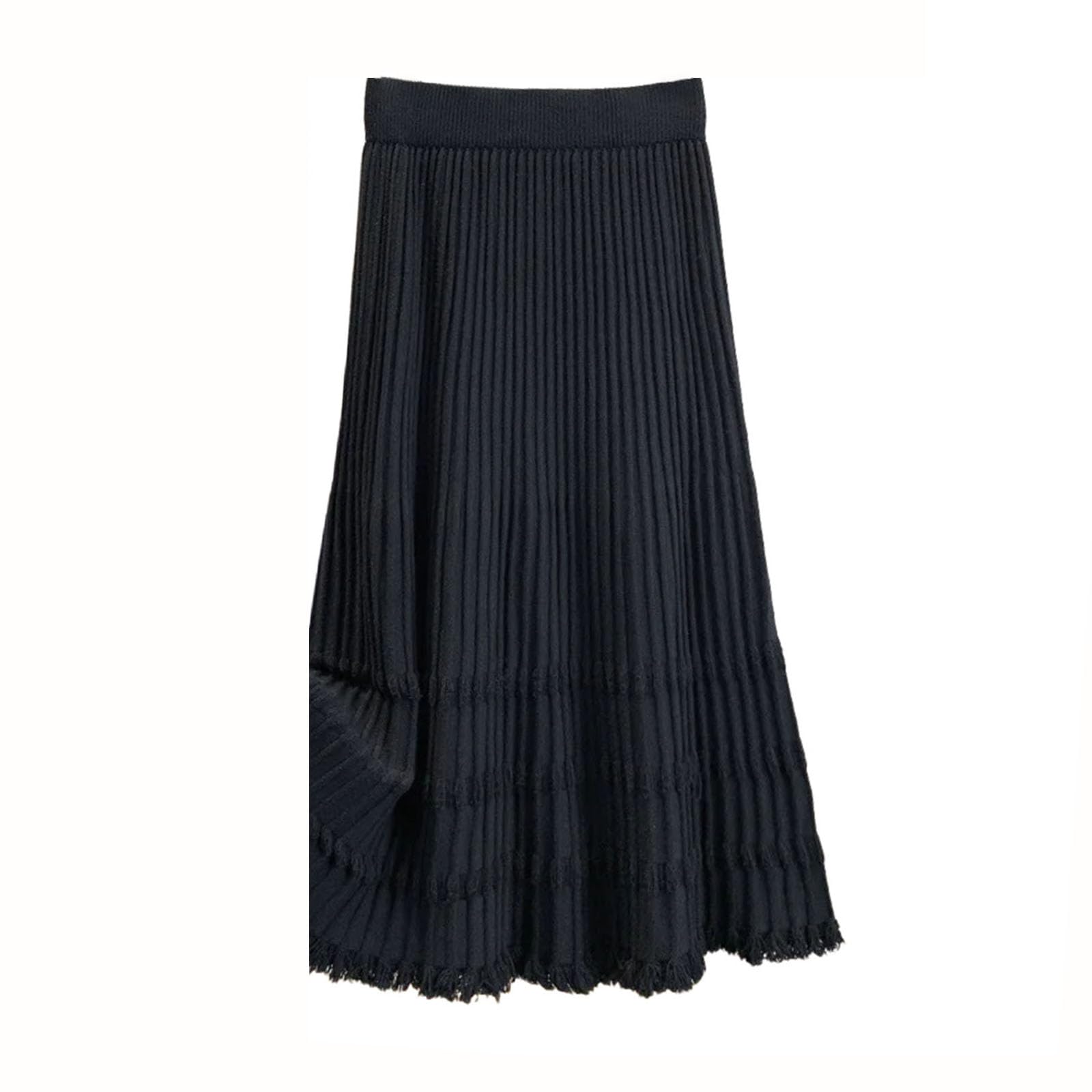 Womens Plus Size Winter Fashion Trendy Knitted Hemline Midi Skirt Slimming Hip Concealing A- Line Skirts