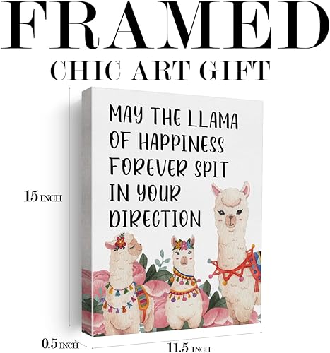 Miniatura 2 de Arte inspirador motivacional para pared, póster con texto en inglés "May the Llama of Happines", pintura enmarcada para decoración del hogar, 12 x