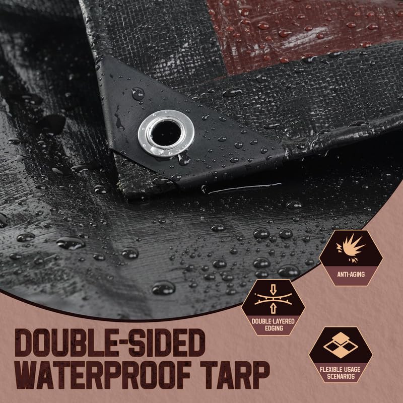 Image of 30x40 FT Tarp Waterproof 8 Mil Poly Tarps Medium Duty Waterproof, UV Resistant & Rip Tear Resistant, Multipurpose Protective Cover with Grommets Reversible for Home Boats Cars Plants