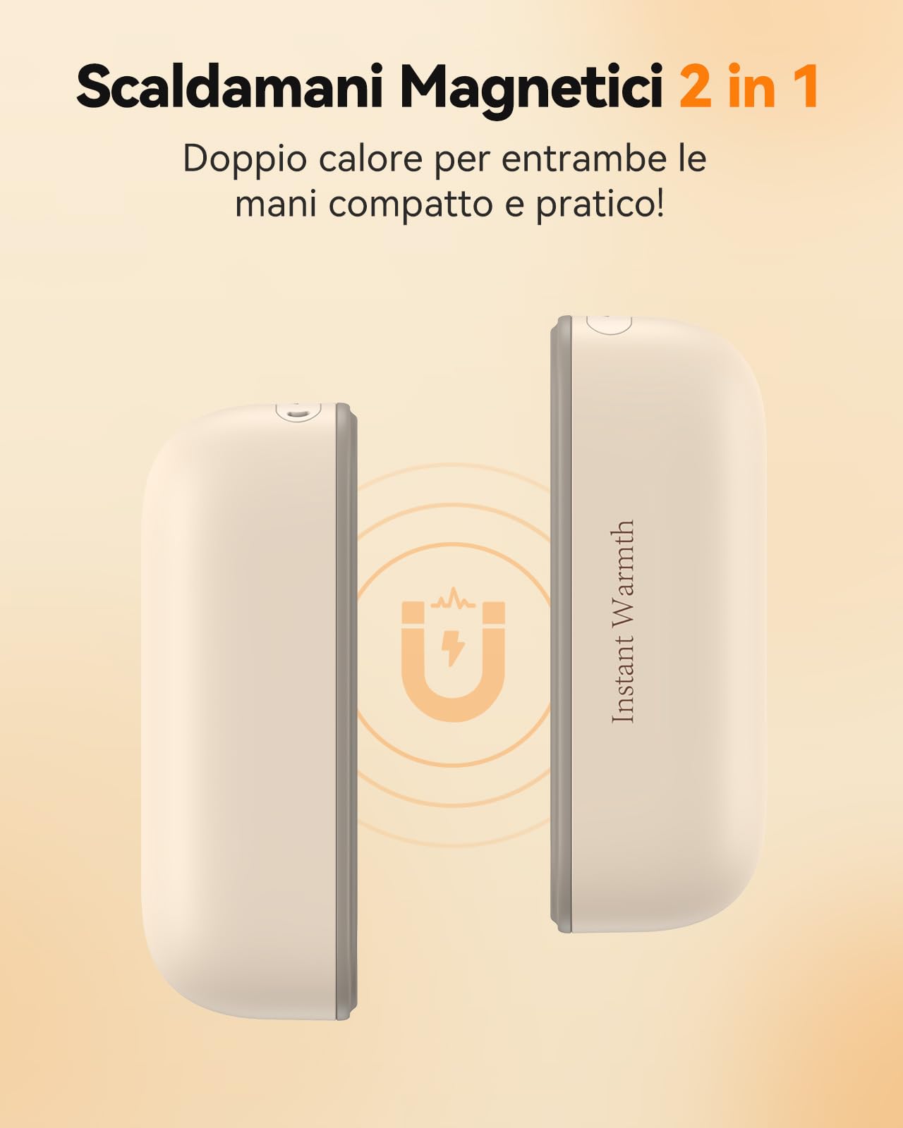 Scaldamani Ricaricabili Magnetico 2 in 1, Scaldamani Elettrico 8000mAh, 3 Livelli fino a 60°C/140°F, Scaldamani Portatile per Campeggio, Sport All'aperto, Escursionismo, Regali Natalizi,