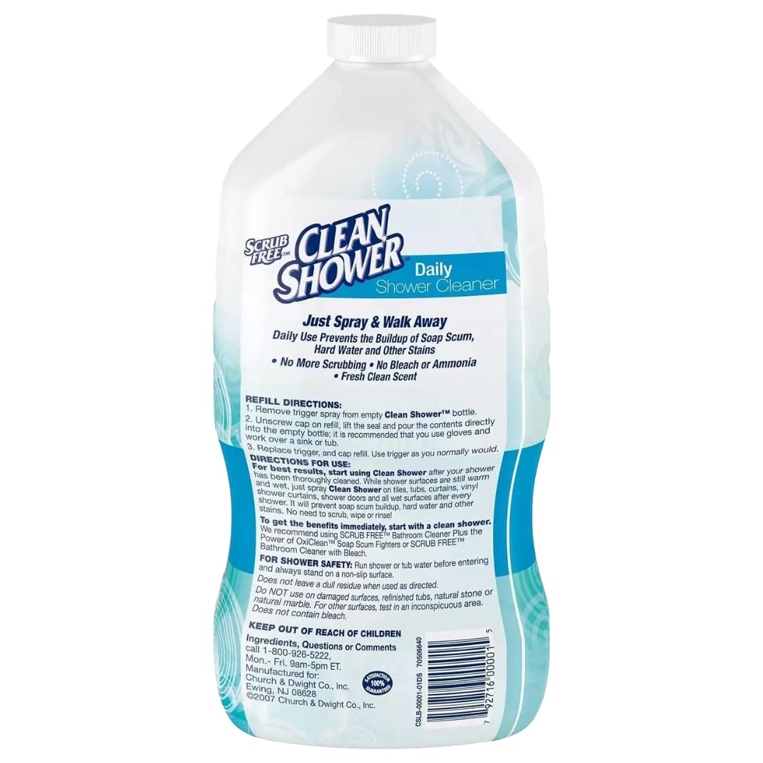 Ctrl-24 Clean Shower Daily Shower Refill 60oz (2 Pack) - Bundle Includes Collapsible Silicone Funnel and Microfiber Cloth - Easy Refilling and Drying