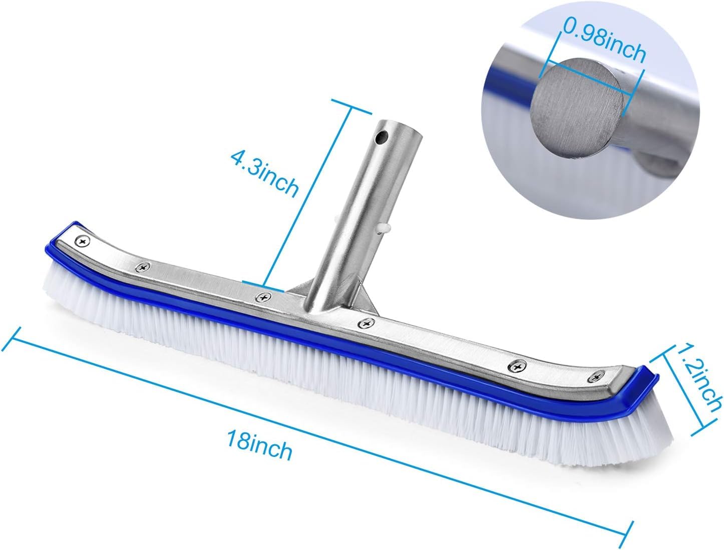 VABNEER Brosse de piscine en plastique durable 45,7 cm pour piscines, étangs, spas, sources chaudes, baignoires, murs et sols