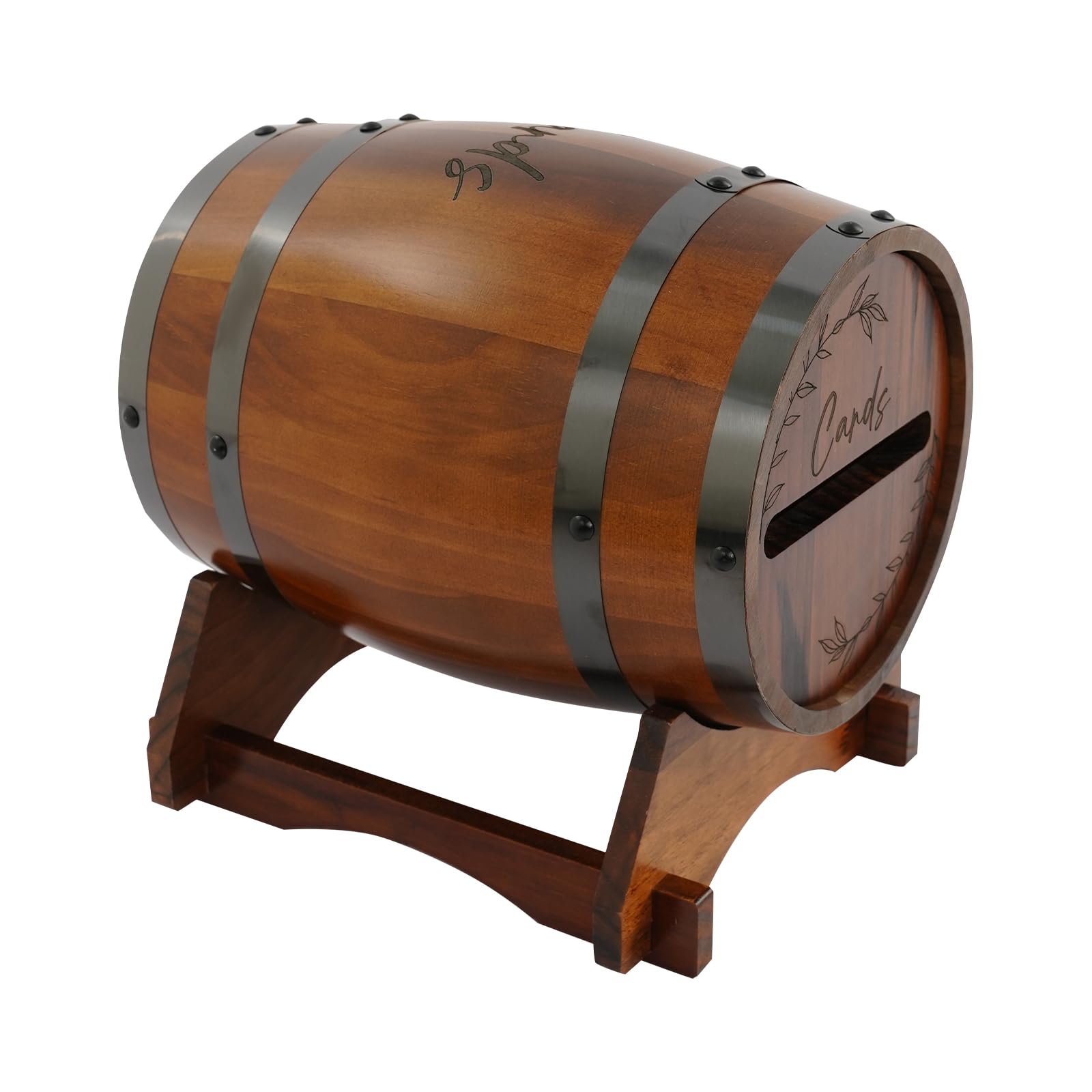Scatola per biglietti di nozze a forma di barile in legno, stile vintage, stile rustico, per buste e messaggi, in legno di pino