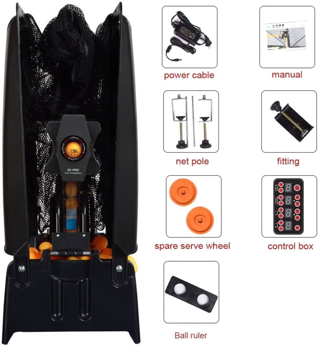 Table Tennis Robot Automatic Ping Pong Training Machine, Ping Pong Ball Machine for Practice, with Remote Control Table Tennis Balls and Recycling Nets, 9 Angles& 7 Gears Adjustable