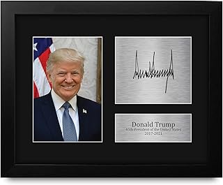 HWC Trading US President Donald Trump Autograph USL Framed Signed Reproduction Printed Print Photo Picture Display for Patriotic Americans - US Letter Size