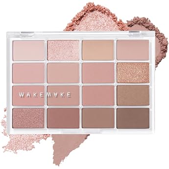 Wakemake Soft Blurred Eye Palette 05: Mute Coral Blurred, Best of Beauty Korea Award Winning, 16 Colors, Matte, Glitter, Kore
