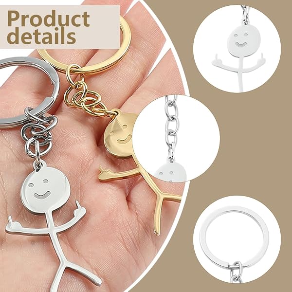 3 Pezzi Divertente Smiley Face Figurina linguaggio dei segni portachiavi dito Stickman carino tendenza borsa auto chiave ciondolo coppia regalo con dito medio, coppie e amici, scarabocchiare - 3
