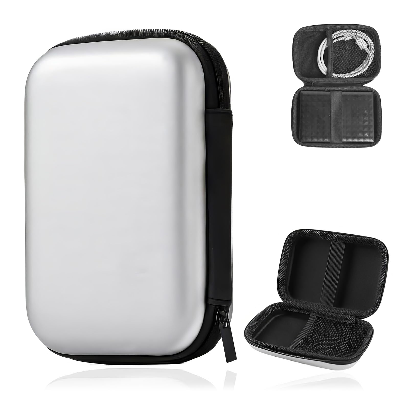 custodia rigida Custodia per Hard Disk Esterno 2.5'',Custodia Hard Disk Esterno 2.5"per SDD HDD caso,Memoria Esterna Portatile Disco Esterno Protettiva Borsa Antiurto Rigida Cover Case,Argento