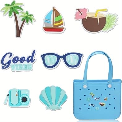 GBB Charms for Bogg Bag, Summer Beach Charm Accessories for Bogg Bag for Original All Models/Simply Southern Bag, Silicone Insert Decorative for Beach Tote Bags