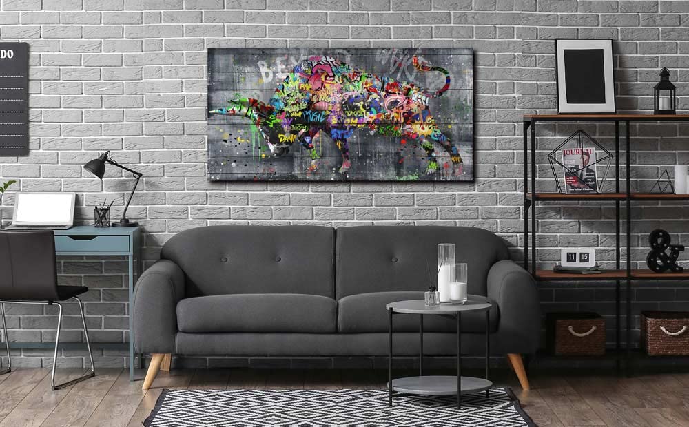Amazon.co.jp: ARTJOY 絵画 キングブル 牛 アートパネル 50cm 100cm