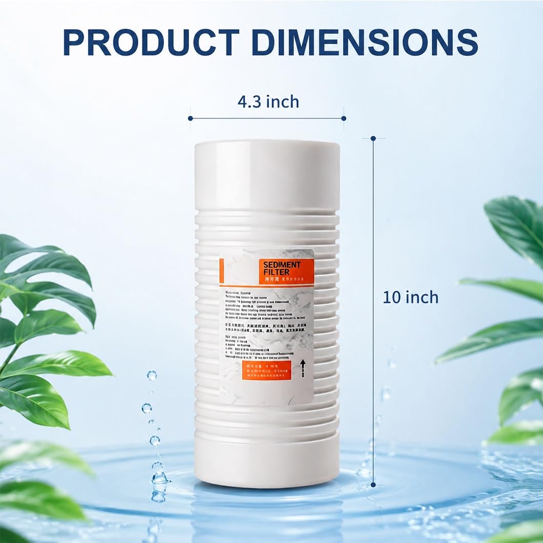 Lot De 2 Filtres À Sédiments Rainurés En Coton PP De 10x4,3 Po, Cartouche De Remplacement Universelle Pour La Filtration D'eau Domestique, Commerciale Et À Haut Débit