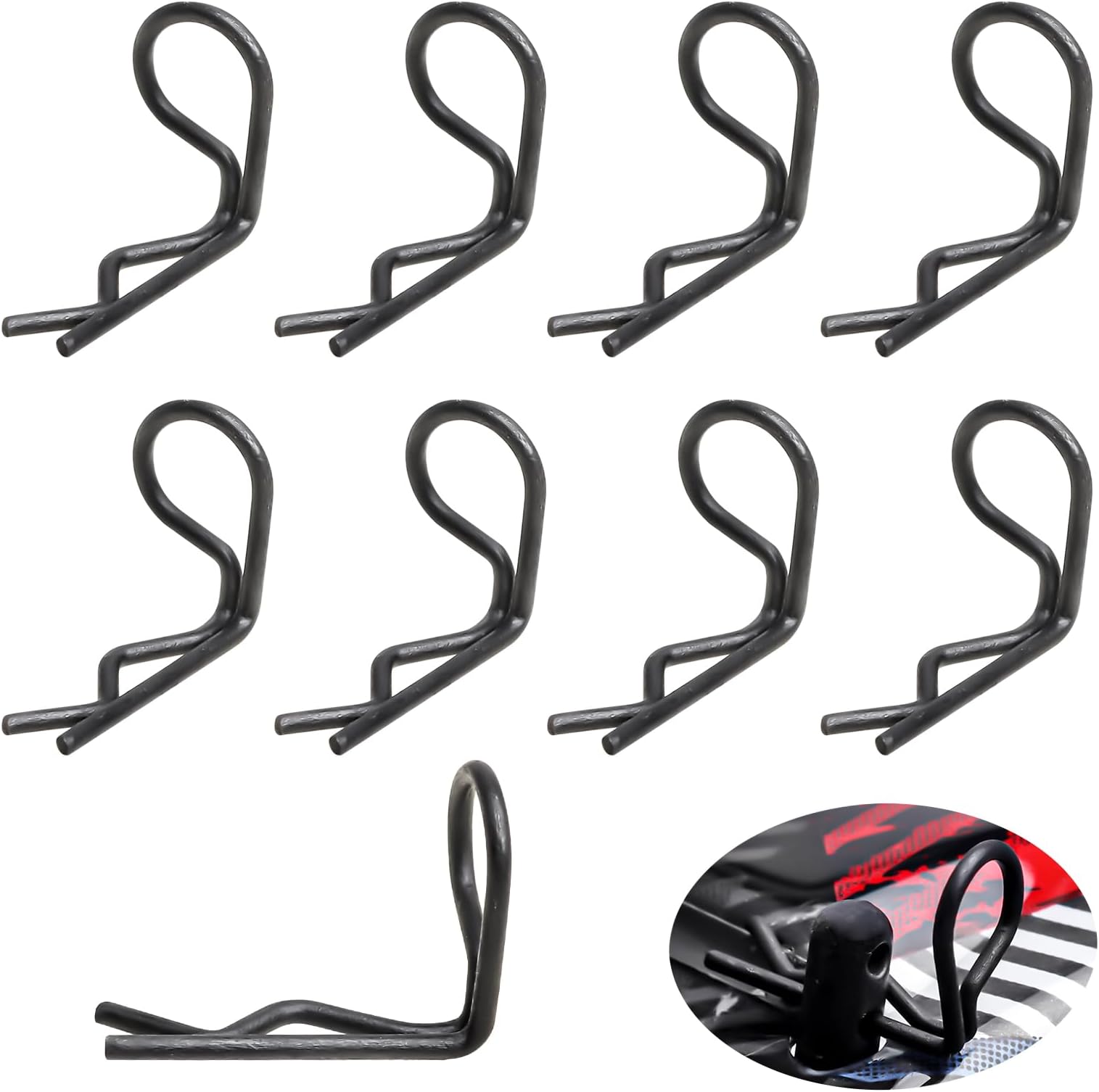 HobbyPark 50-Pack 90-Degree Angle Body Clips Bent Pins for All 1/10 Scale Model Car Truck Crawler Truck Buggy Black